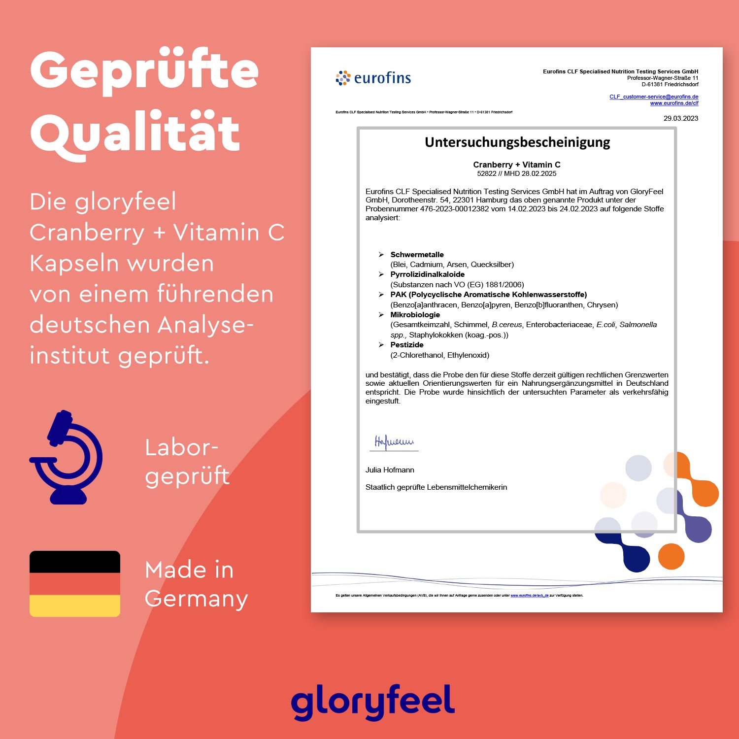 gloryfeel® Cranberry Extrakt + Vitamin C  Kapseln