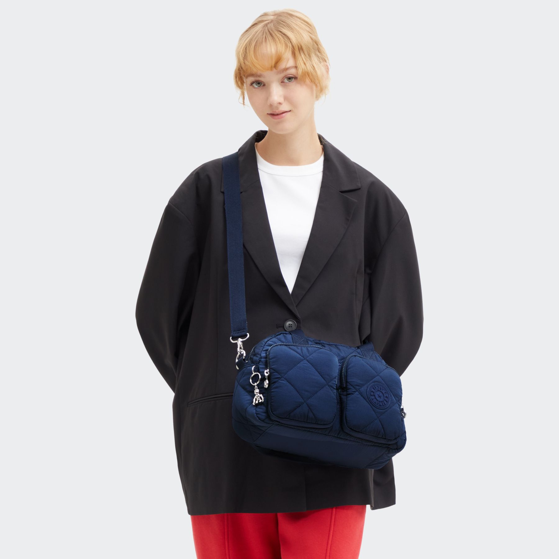 COOL DEFEA Sac Épaule Taille Moyenne avec Sangle Détachable - Airy Blue Quilt