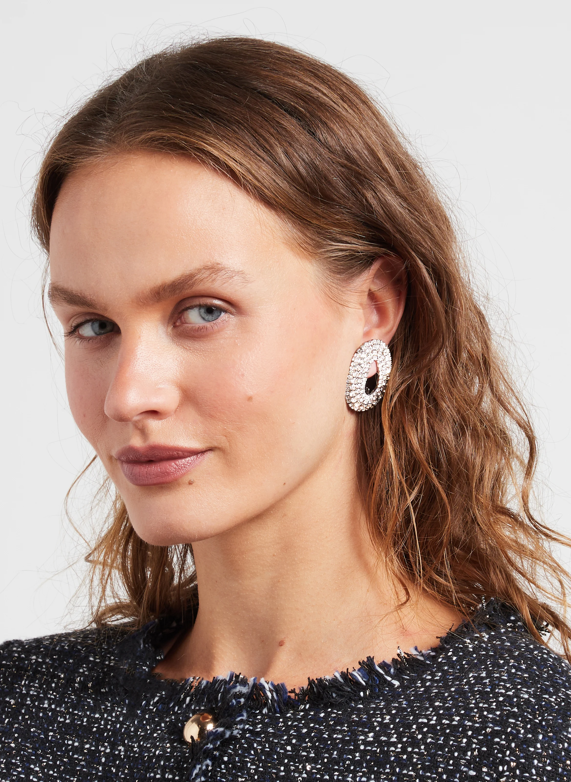 Boucles d'oreilles ovales à clips | Blanc