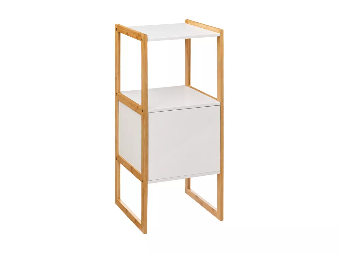 Meuble de rangement en Bambou et Bois Blanc 1 Porte H 80 cm