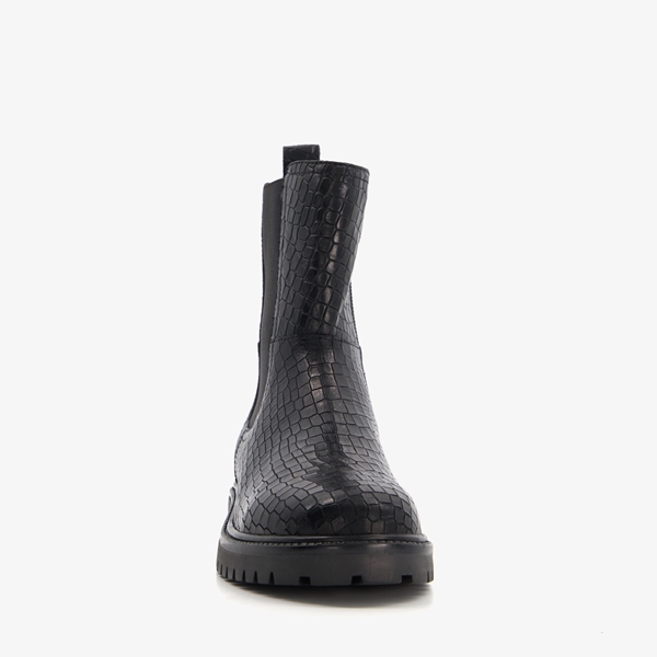 Groot leren meisjes Chelsea boots met crocoprint