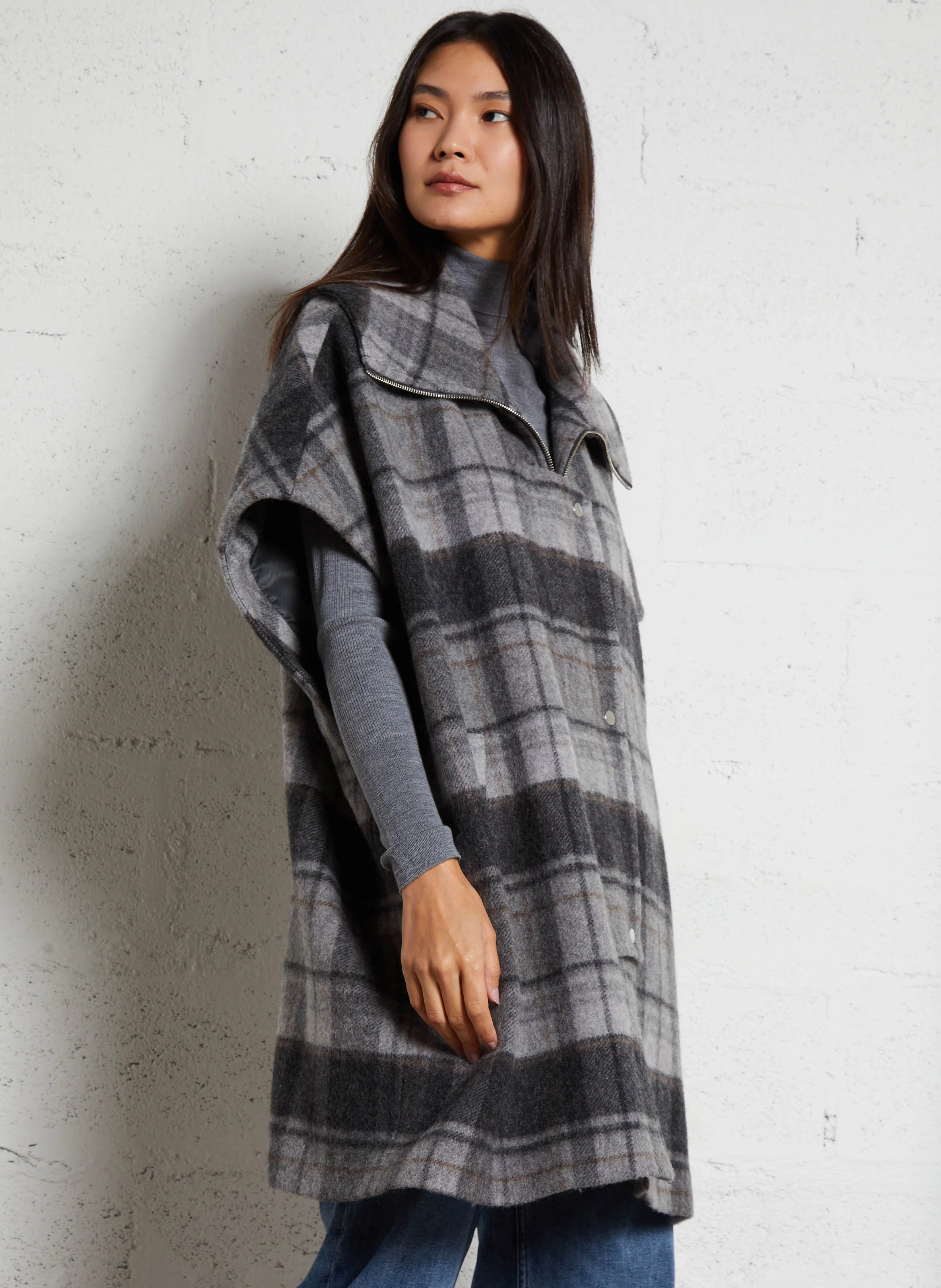 ANDREW - Manteau col à revers en laine mélangée | Gris
