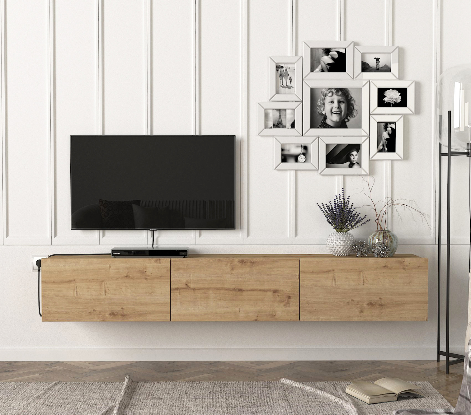 TV-Lowboard - Eiche - hängend - 180 cm