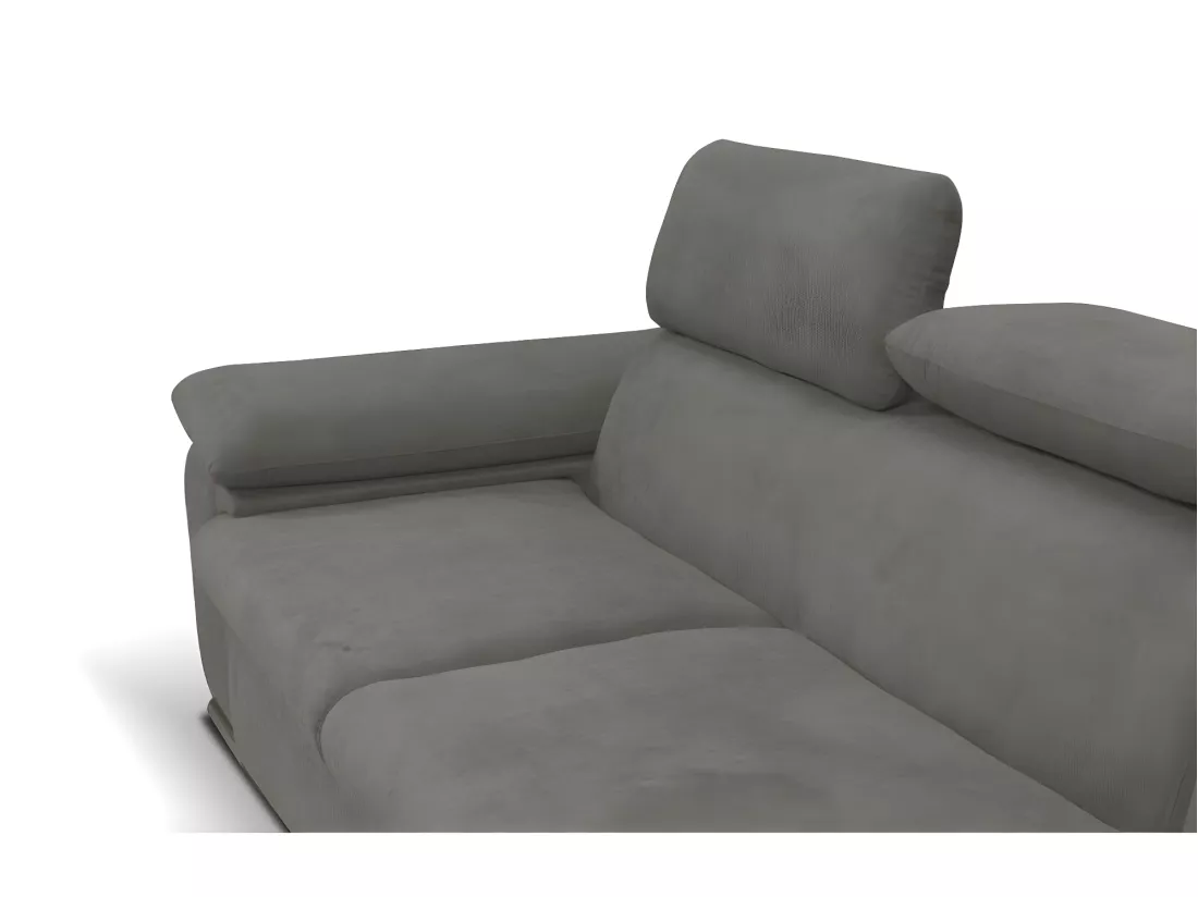 Canapé d'angle droit convertible en tissu anthracite avec coffre de rangement FABIEN