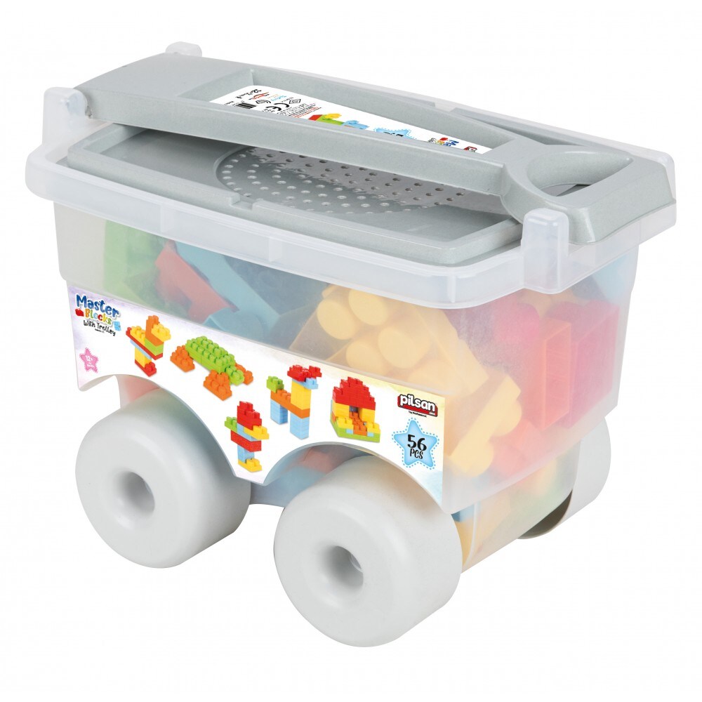 Pilsan Bausteine 03575 im Trolly 56 Teile, große bunte Bausteine, ab 12 Monaten bunt