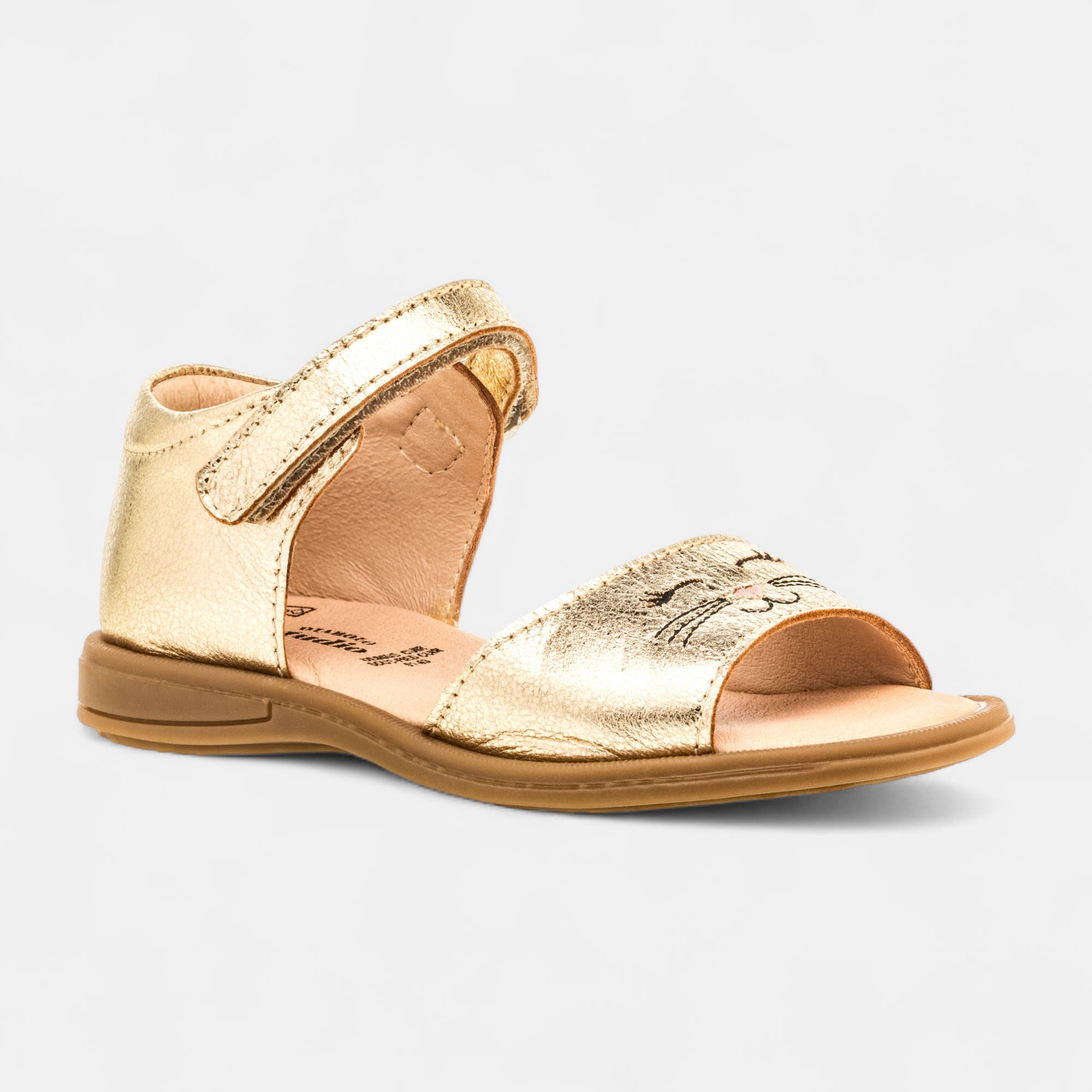 Nu-pieds Fille en cuir or
