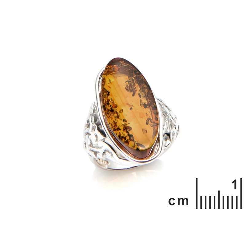 Bague argent 925 Ambre veritable de la mer Baltique