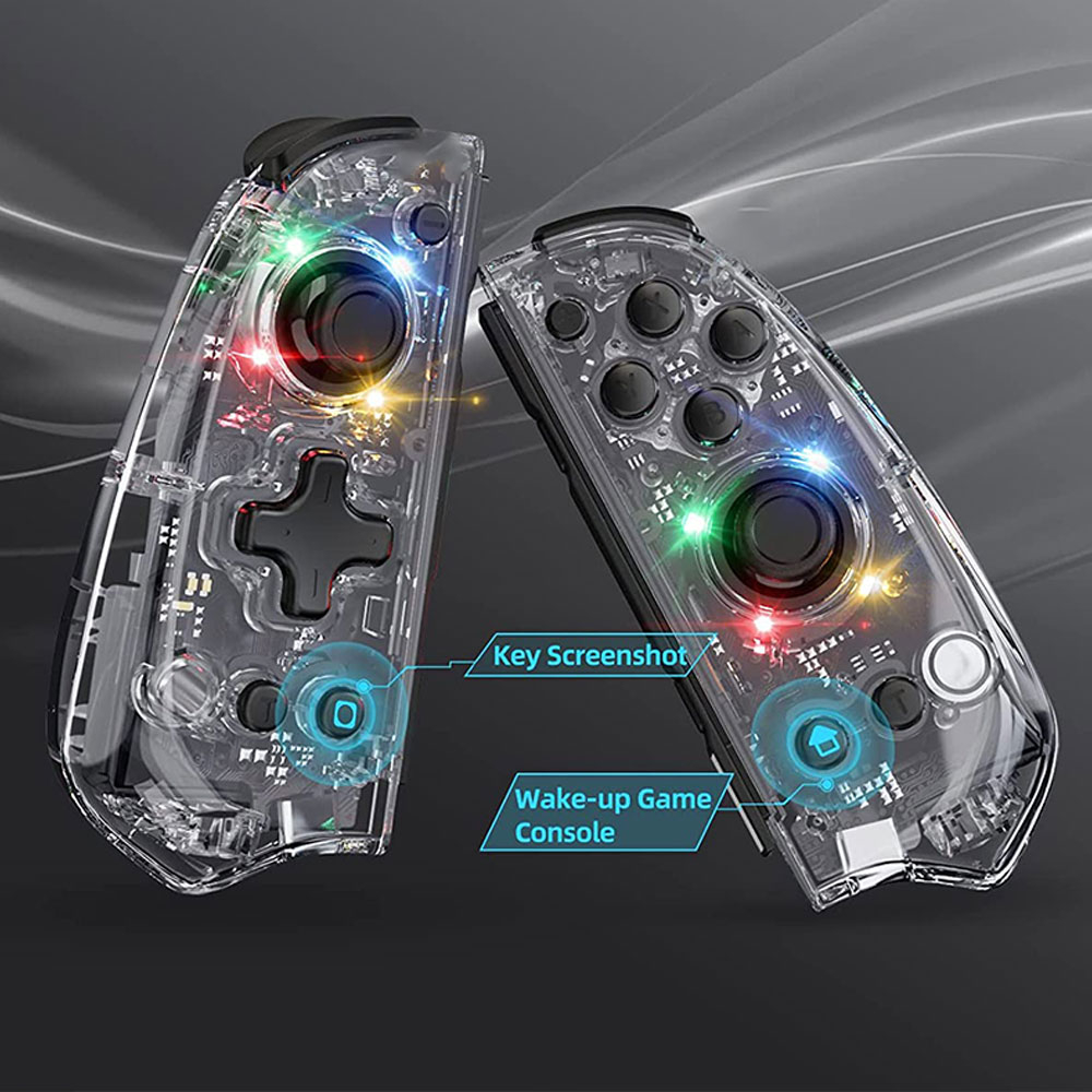 Nintendo Switch / OLED Grip Controller Gamepad Griff mit RGB Beleuchtung - Transparent