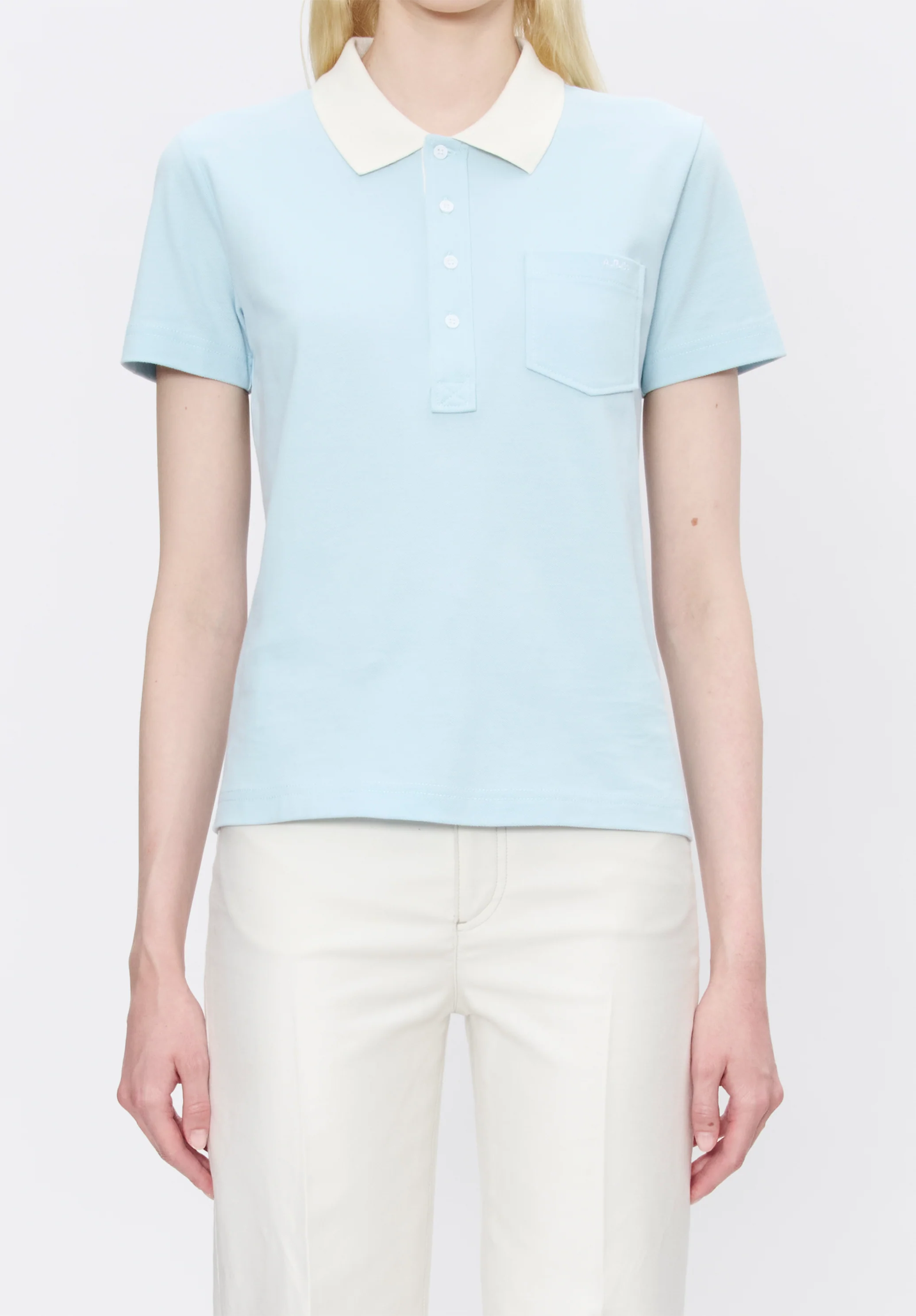 polo manches courtes GOTS - Bleu ciel
