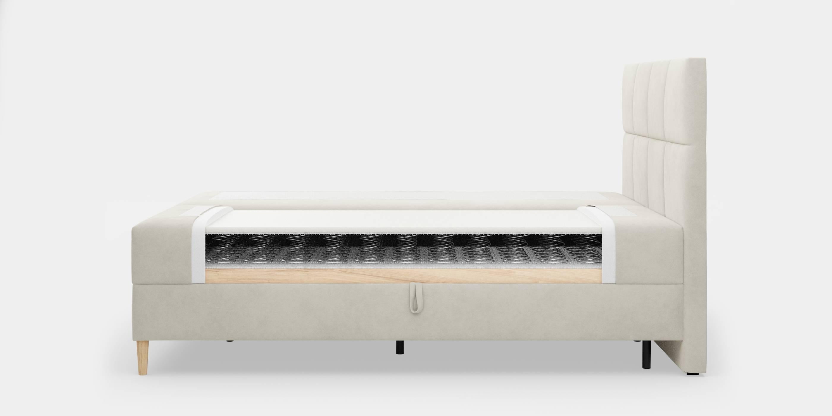 by fonQ Novae Boxspring  met Opbergruimte 160 x 200 cm - CrÃ¨me / Zwart