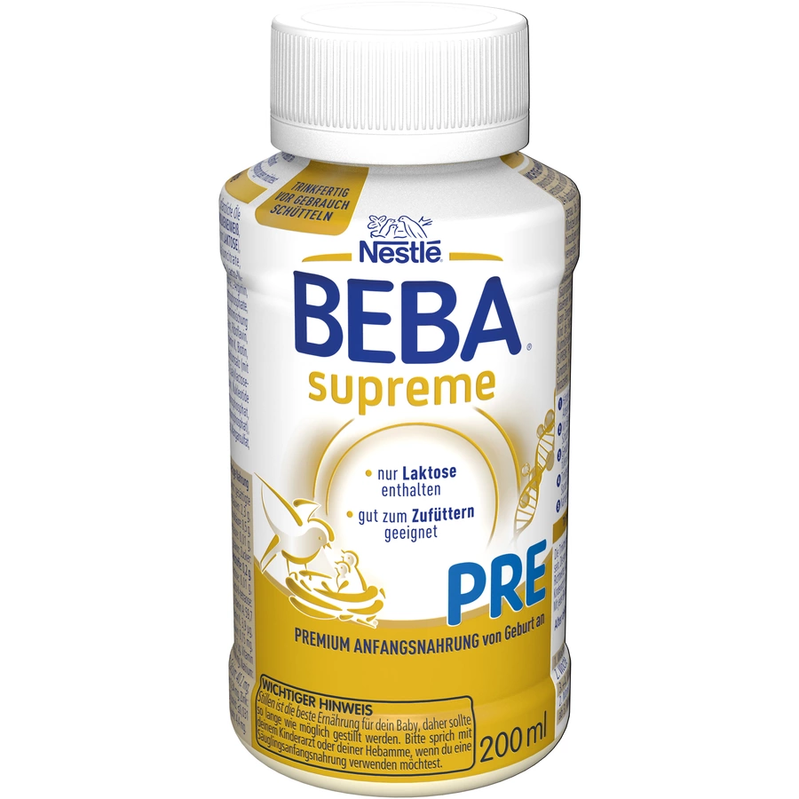 Nestlé BEBA SUPREME Pre Anfangsmilch Portionsflaschen 200ml von Geburt an