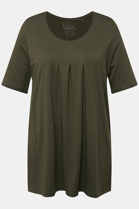T-Shirt, Zierfalten, A-Linie, Rundhals, Halbarm, Modal