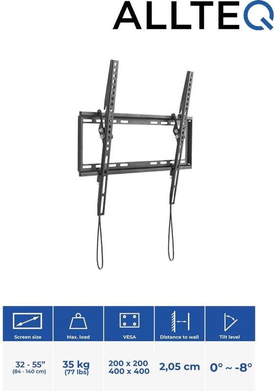 Kantelbare TV beugel - Max. gewicht: 35 kg - 32 t/m 55 inch - Allteq