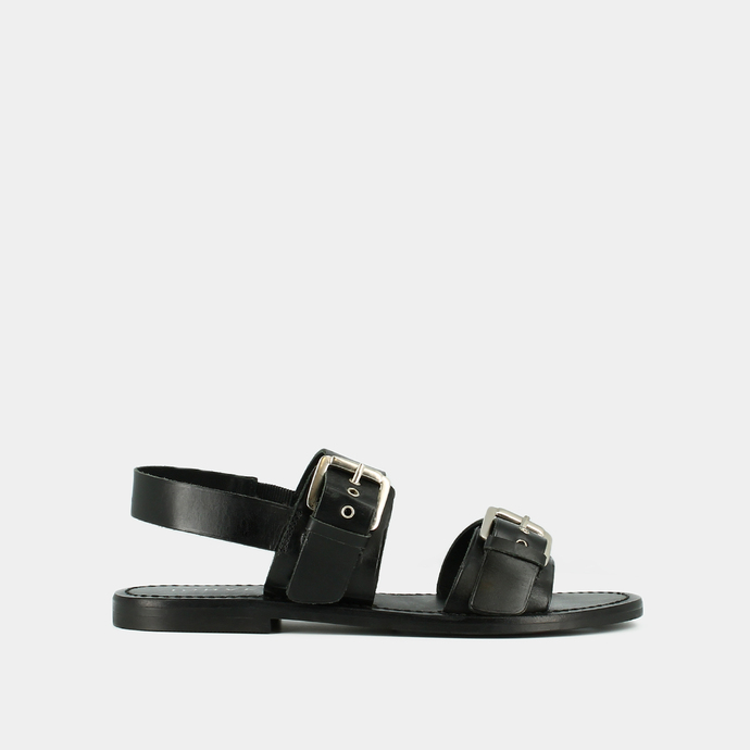 Sandales à brides entrelacées  en cuir noir
