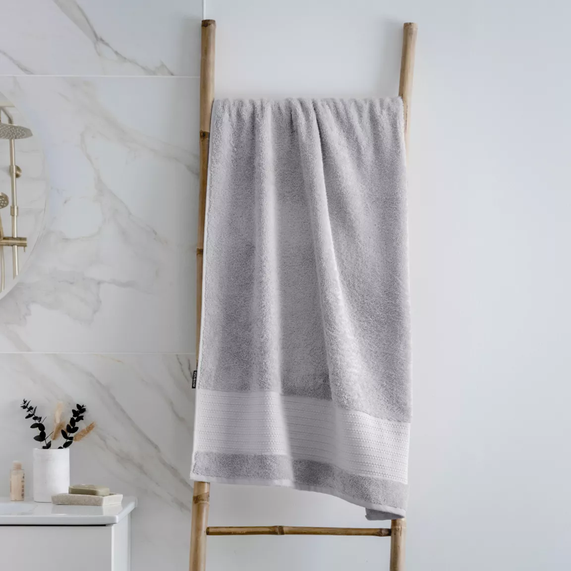 Serviette de bain coton bio (70 x 130 cm) Méline Gris nuage