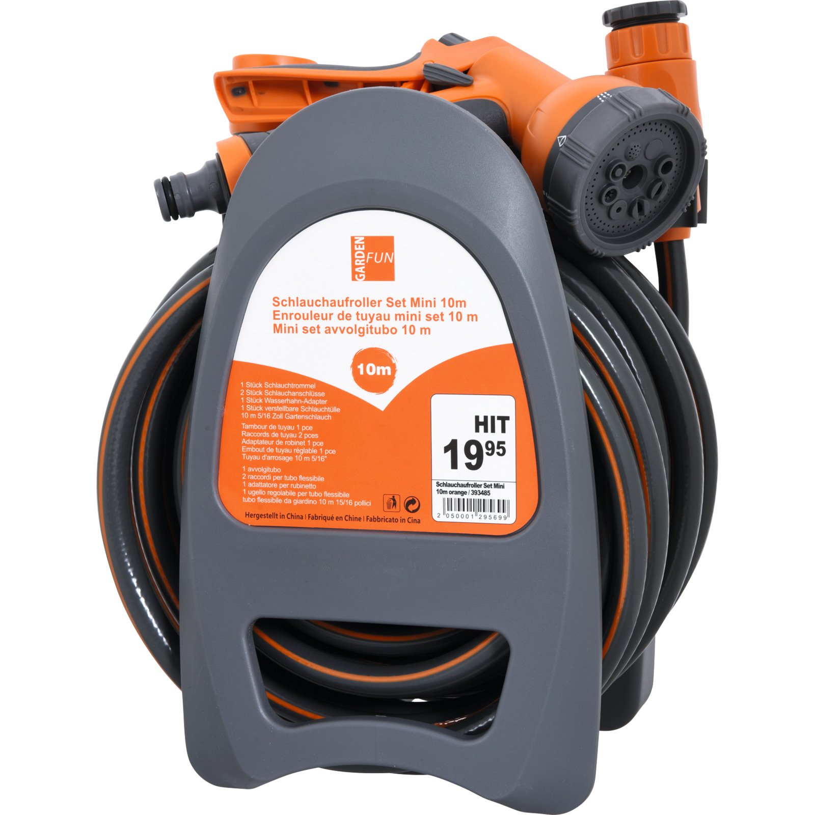 Schlauchaufroller Set Mini 10 m orange