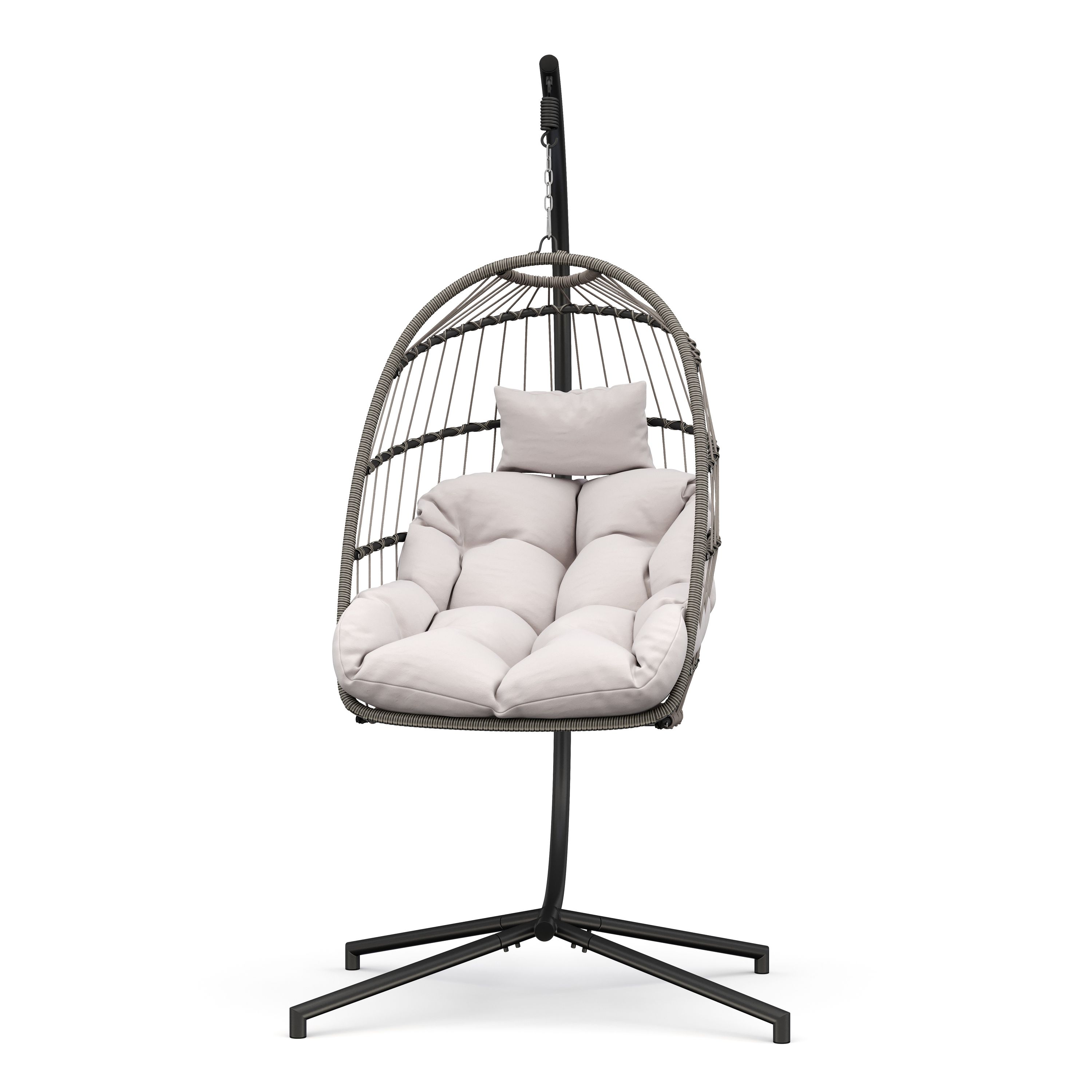 Hängesessel mit Gestell PERU schwarz/beige