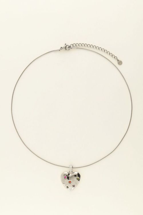 Universe ketting met hart bedel met gekleurde steentjes