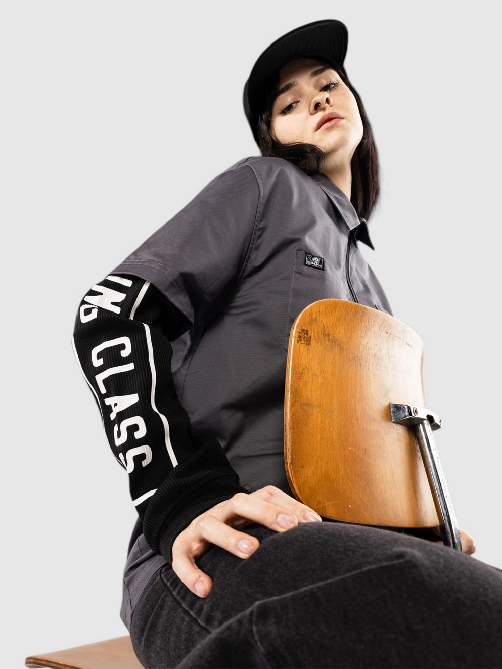 Lurking Class Stay Sharp Zip Work Shirt charcoal/black