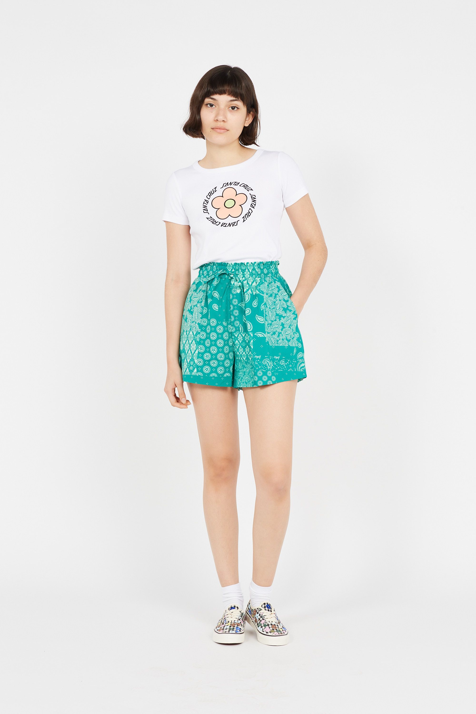 SANTA CRUZ T-shirt Daisy Ring Dot Blanc