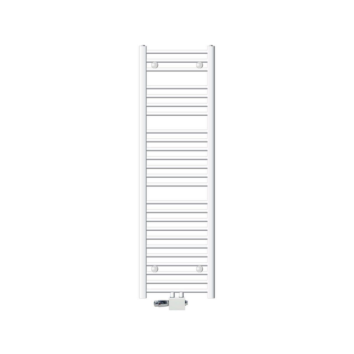 ECD Germany Badkamerradiator, Middenaansluiting, 400 x 1500 mm, Wit, Recht, met Thermostaat en Aansluitset, Universele Hoek- en Doorloopvorm, Wit - Radiator, Verwarming, Handdoekwarmer, Handdoekdroger