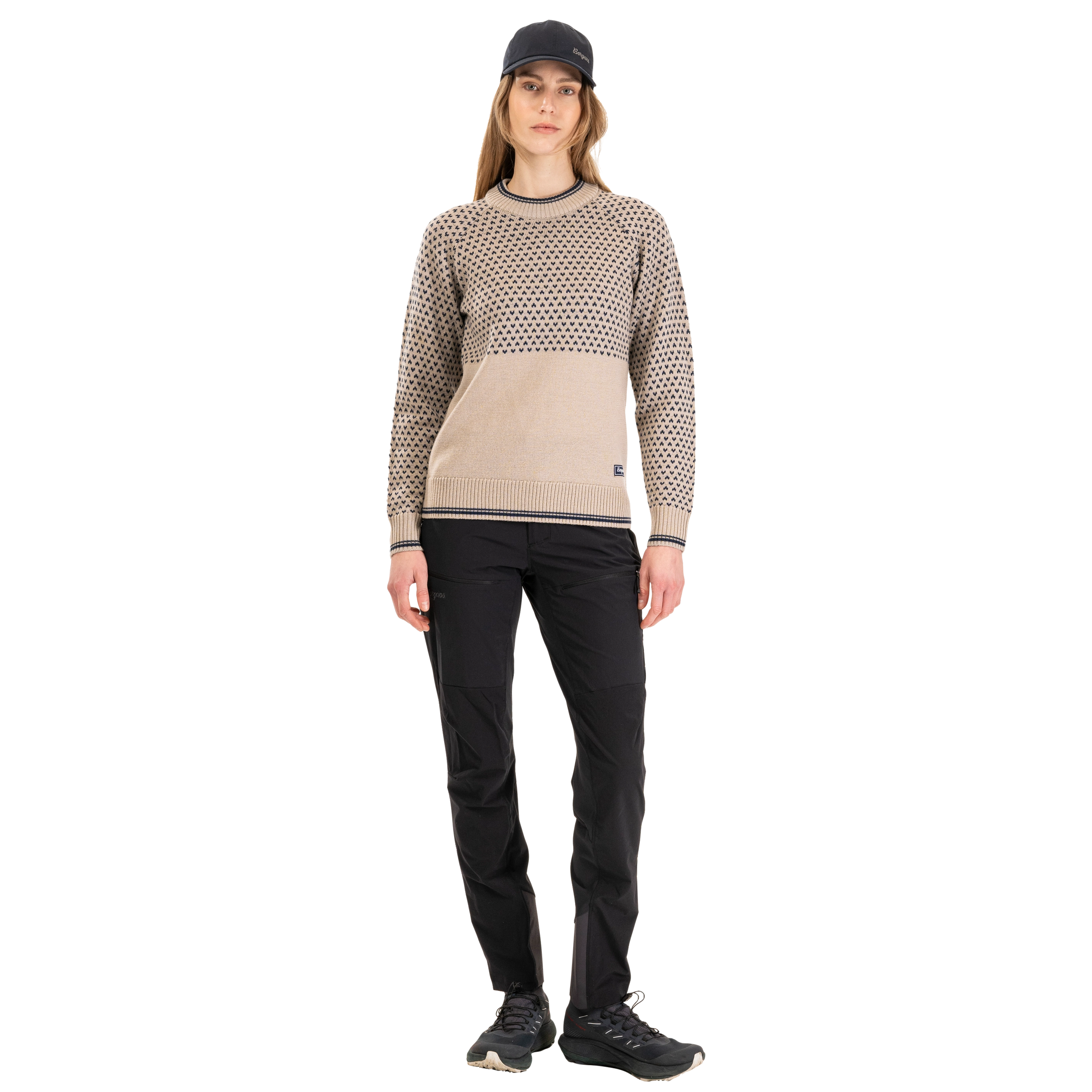 Alvdal Wool Jumper Women Sandstone / Navy Blue