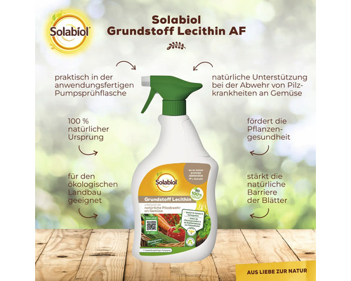 Lecithine basis ingrediënt Solabiol plantenversterkende spray 1 l gebruiksklare pompspray natuurlijke schimmelbescherming op groenten
