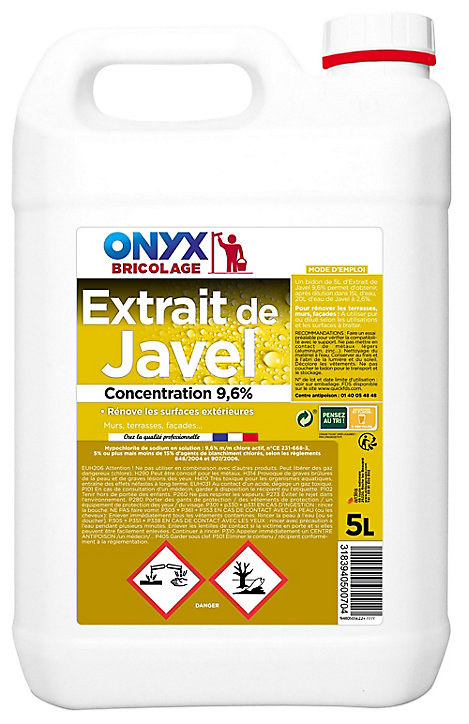 Extrait de javel 36° murs, terrasses, façades, sanitaires Onyx 5L
