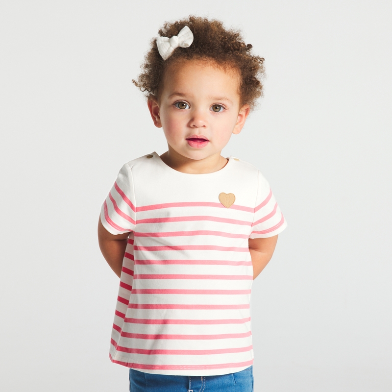 T-shirt marinière rayé rose bébé fille