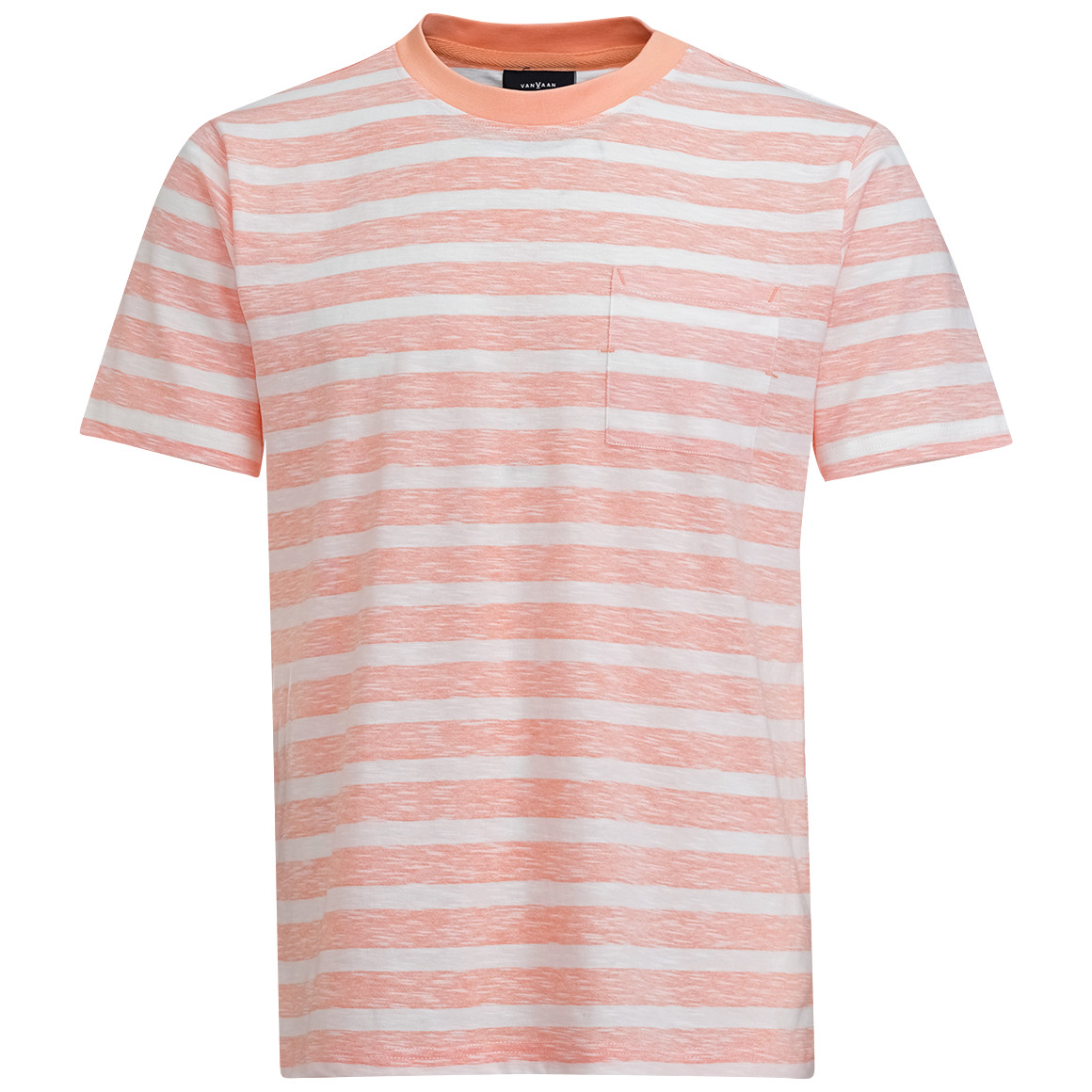 VanVaan Denim Herren T-Shirt mit Streifen hellorange / weiss