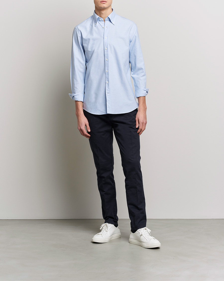 Stenströms Fitted Body Oxford Shirt Light Blue