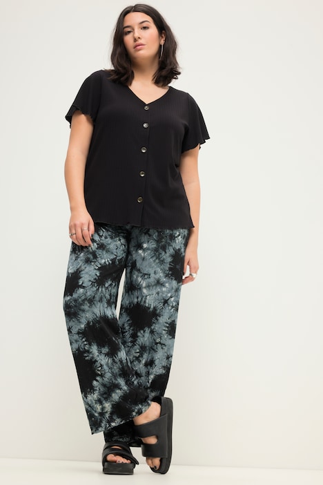 Hose, Wide Legs, HighWaist, Batikprint, teilelastischer Bund