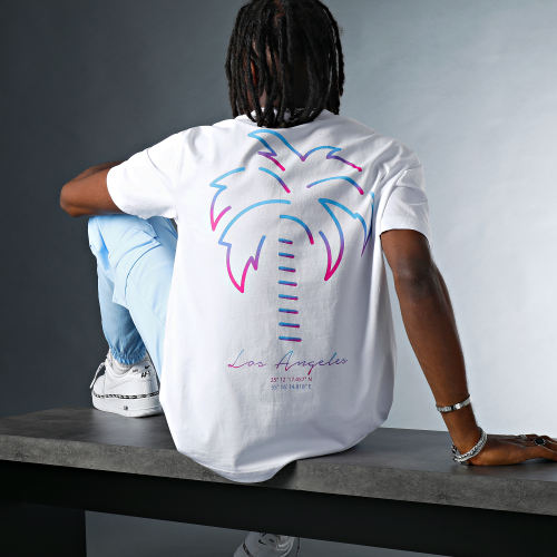 Tee Shirt Oversize Large Vice City Los Angeles Blanc