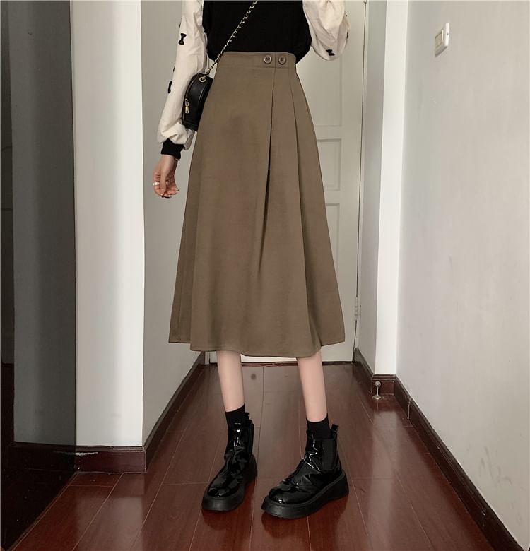 Mikiko - Geplooide midi A-lijn rok