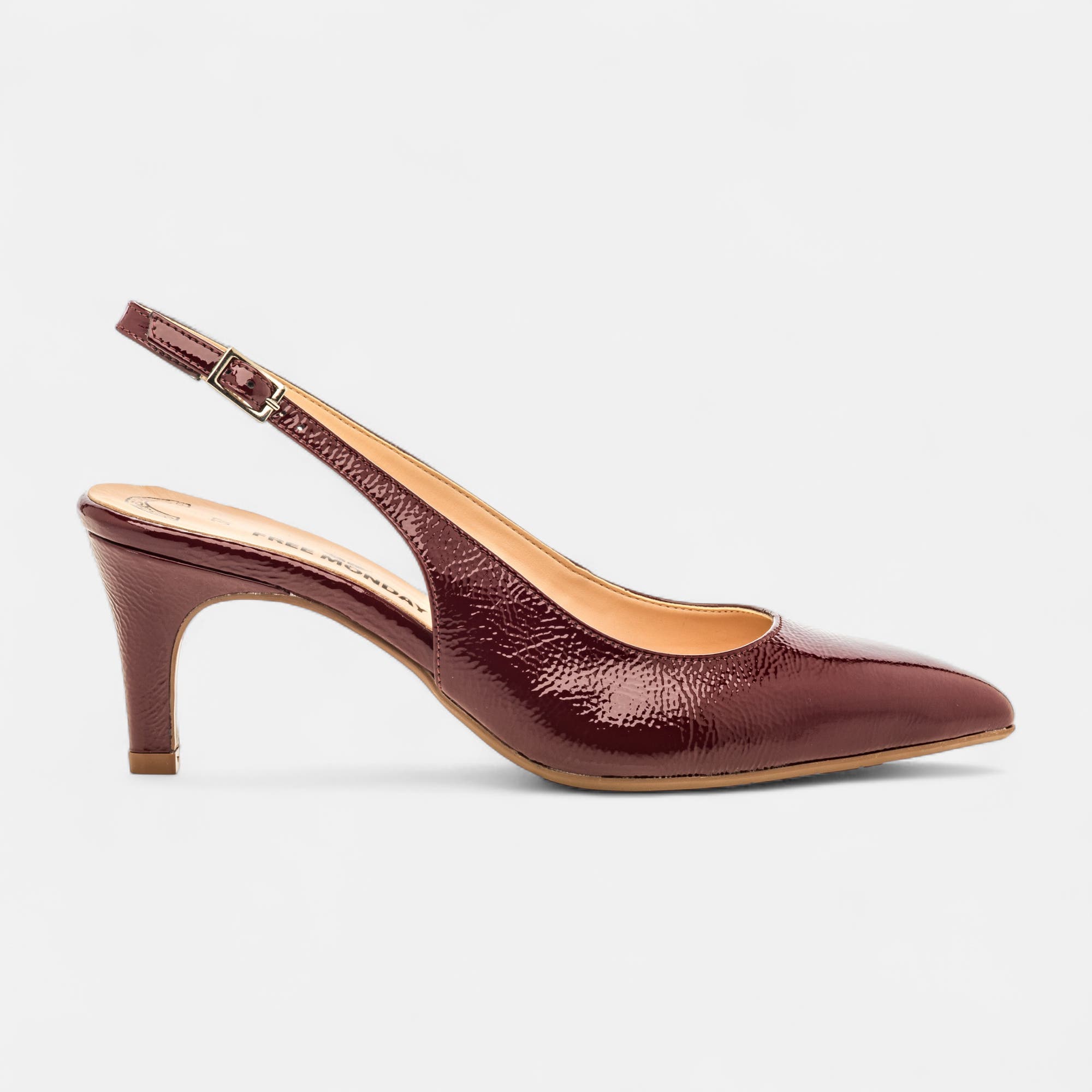 Escarpins avec bride arrière à talon Femme en cuir bordeaux