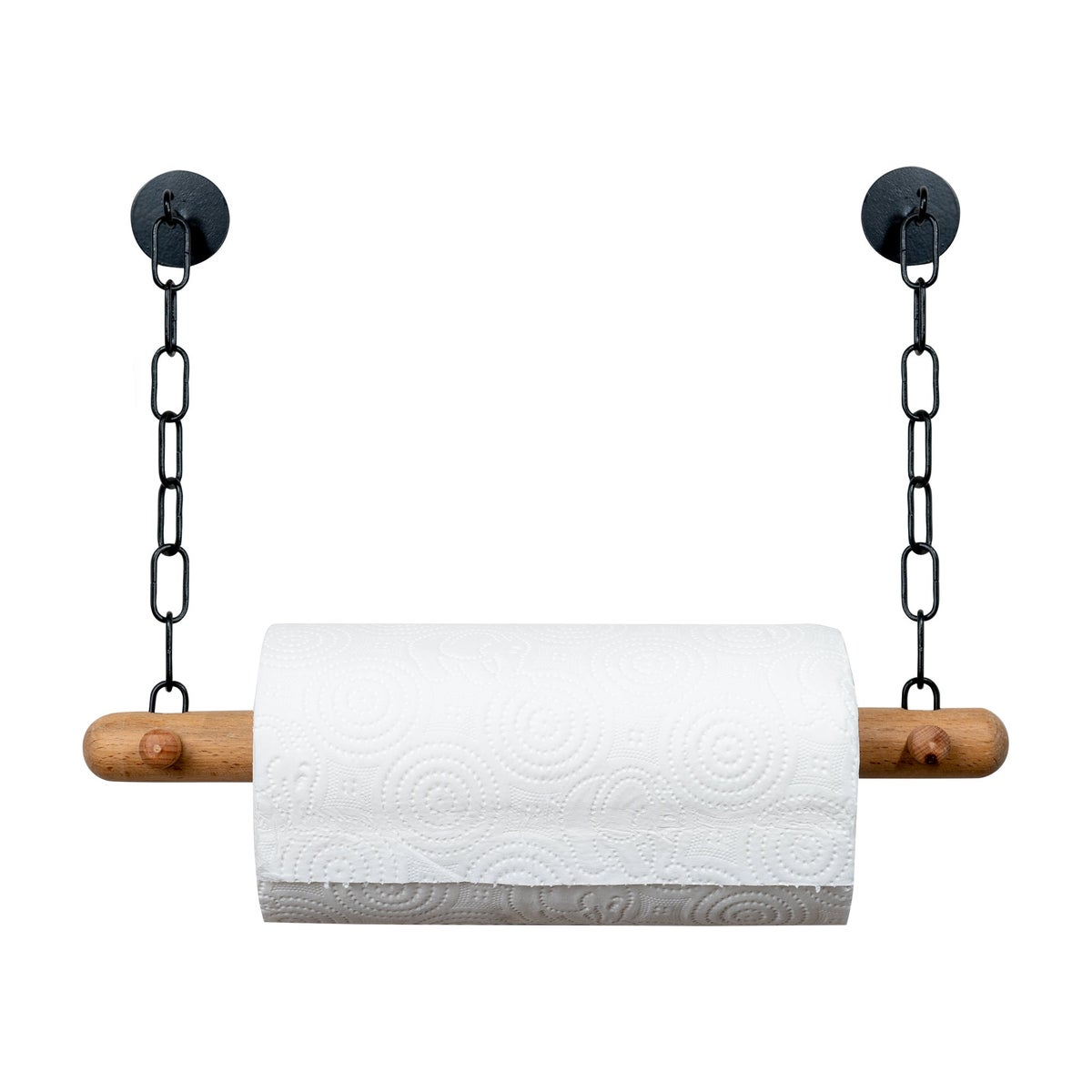 DEKAZIA® Houten Keukenrolhouder | Keukenrolhouder zonder boren, Wandmontage Keukenrolhouder, Keukenrolhouder, Keukenrolhouder, Papierrolhouder, Taartrolhouder, Wandmontage Rolhouder, Beuken, Zwart