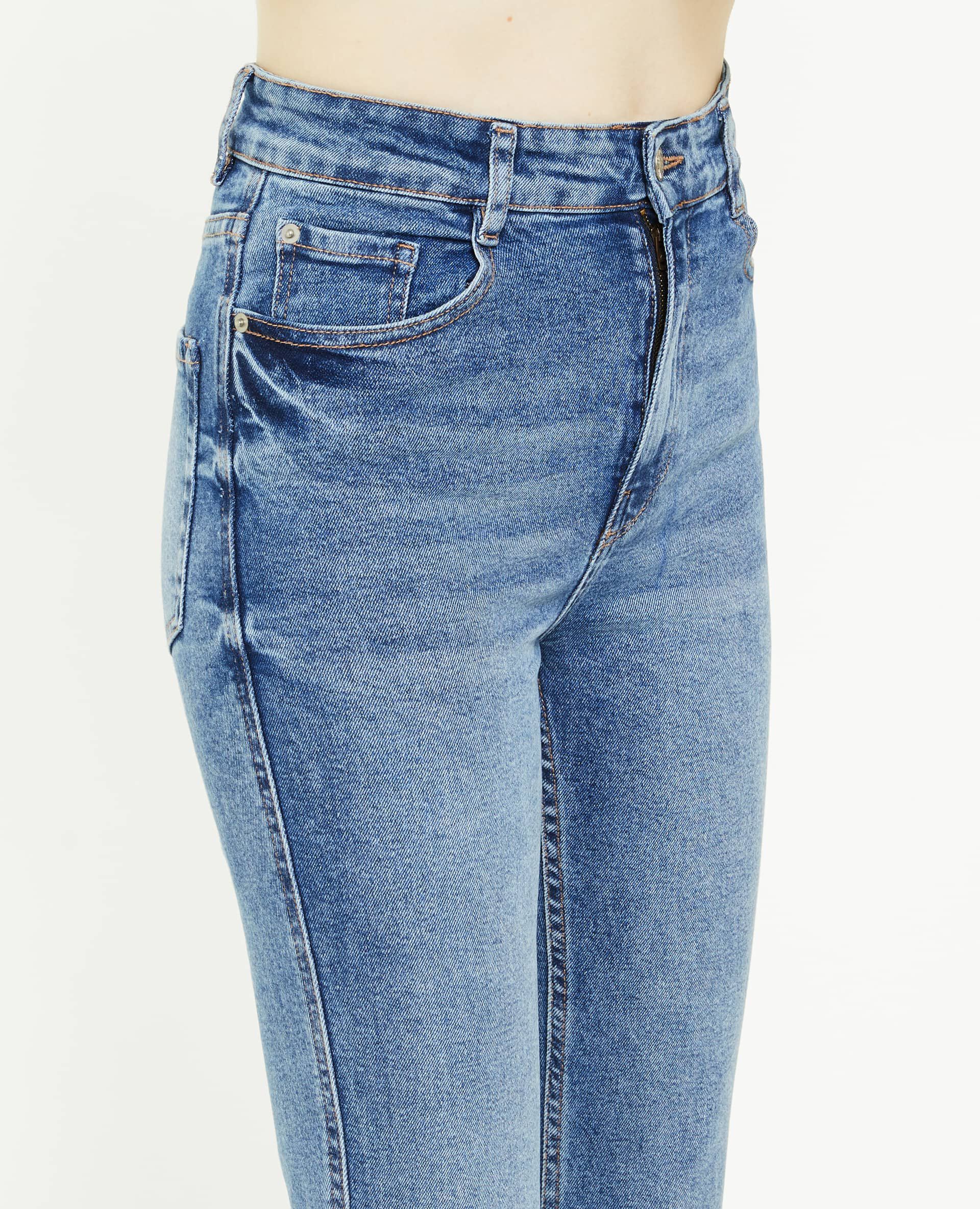 Jean flare taille haute - Bleu