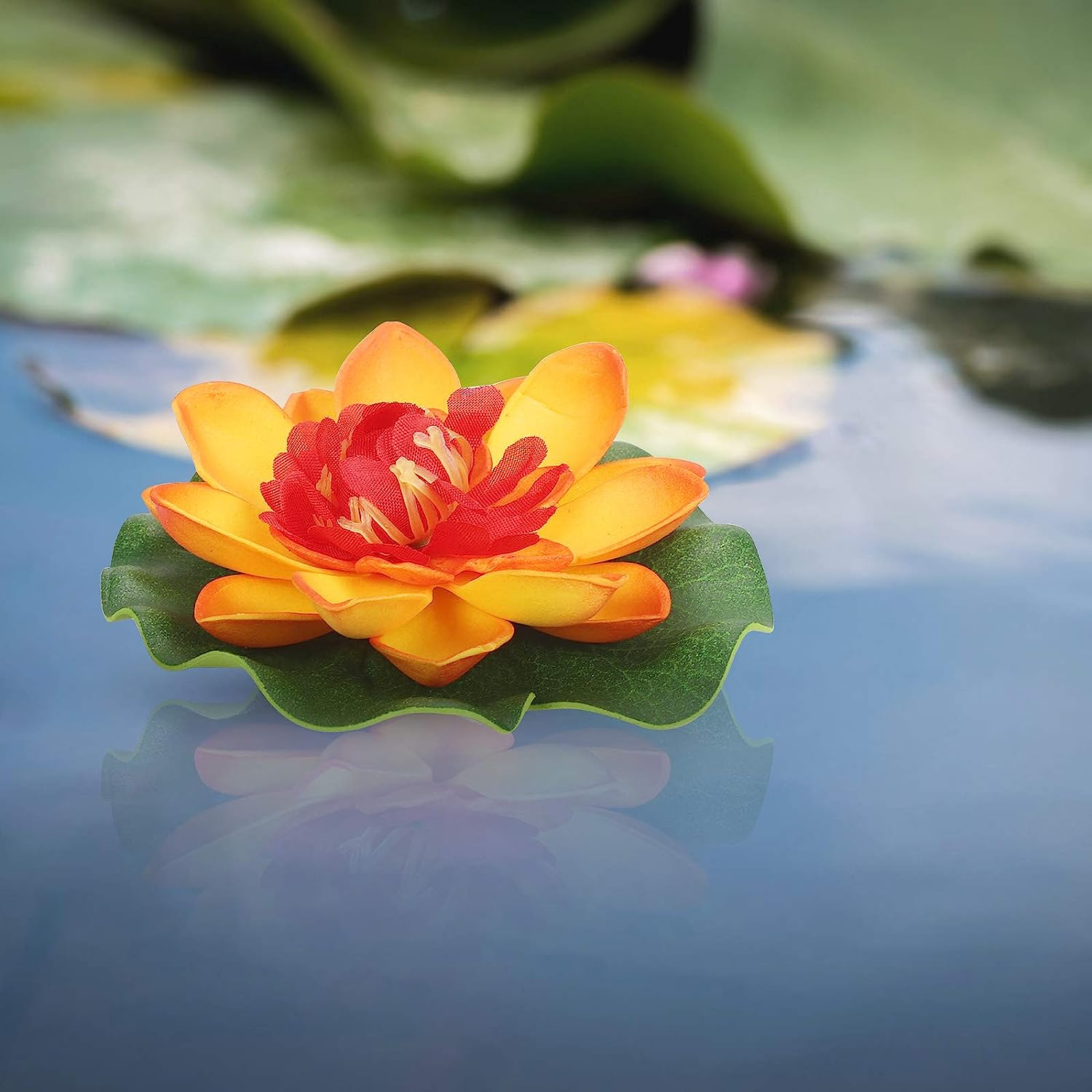 (8er Set) Schwimmende Kunst Seerosen Party Deko Garten Teich Lotus Blätter Outdoor Blumen