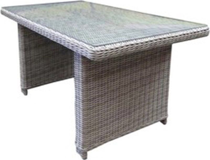 Lounge Diningtafel - Ibiza XL - Kunststof Vlechtwerk - Aluminium - Gehard Glasplaat