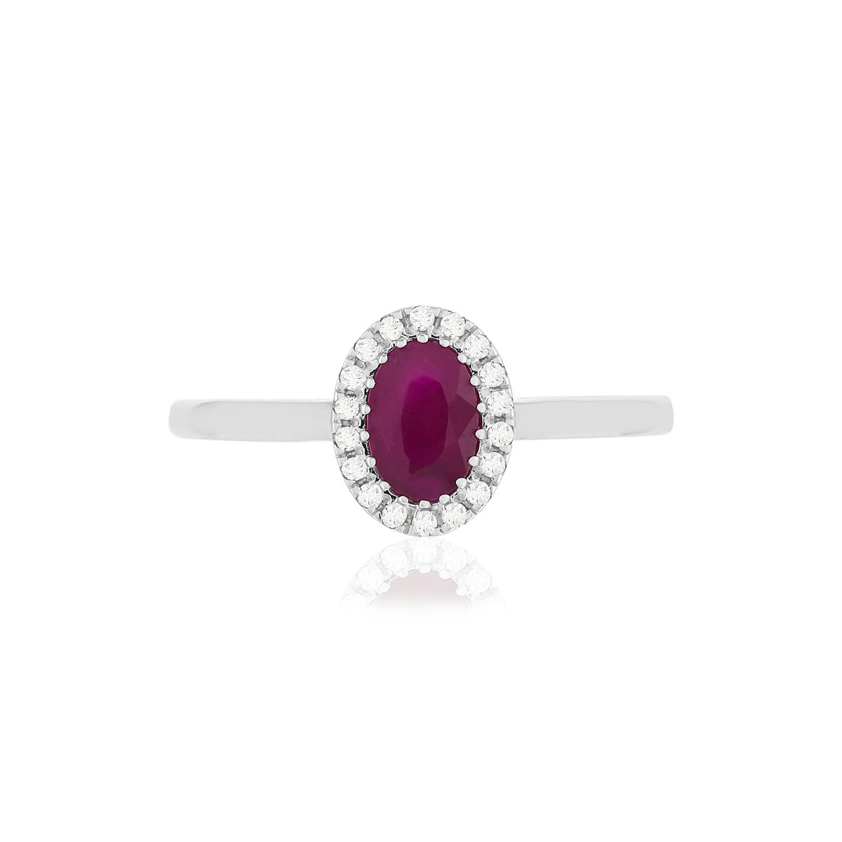 Bague or blanc 750 rubis diamants