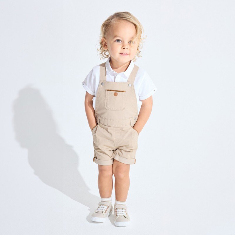 Ensemble salopette courte et polo beige bébé garçon Beige