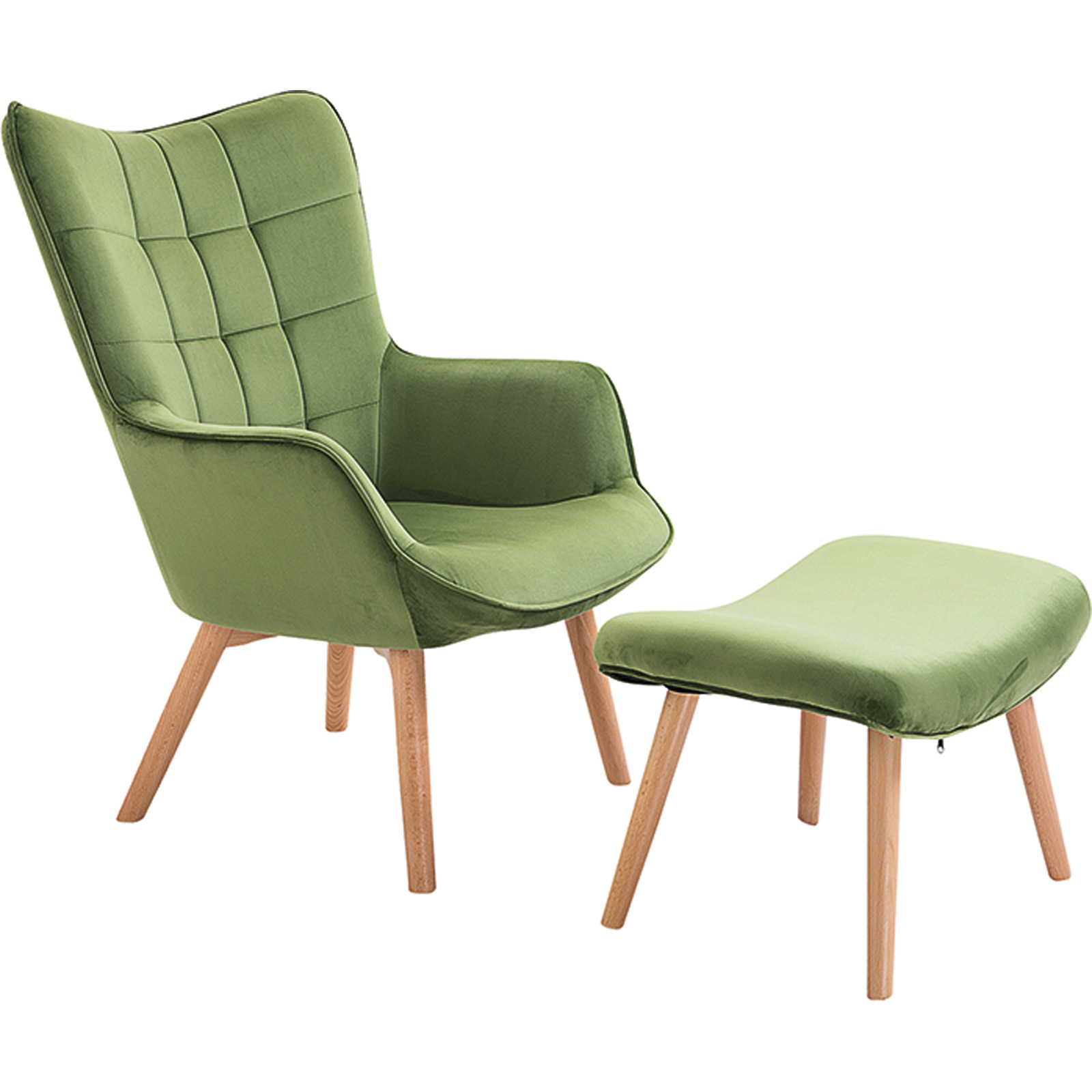Sessel mit Hocker Daylan grün