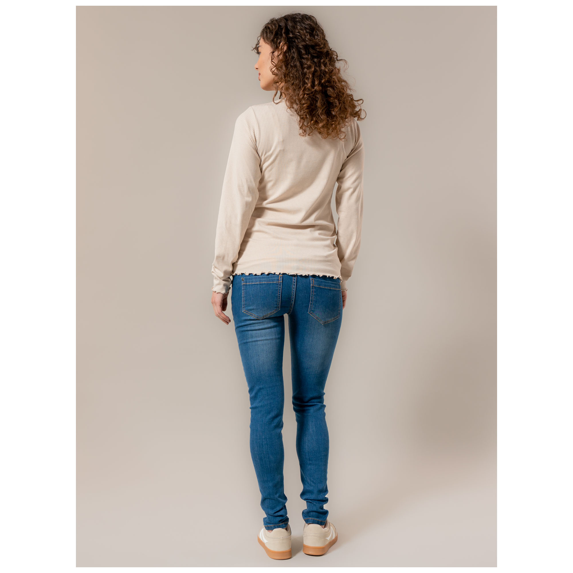 Prénatal zwangerschapsshirt lange mouwen effen beige
