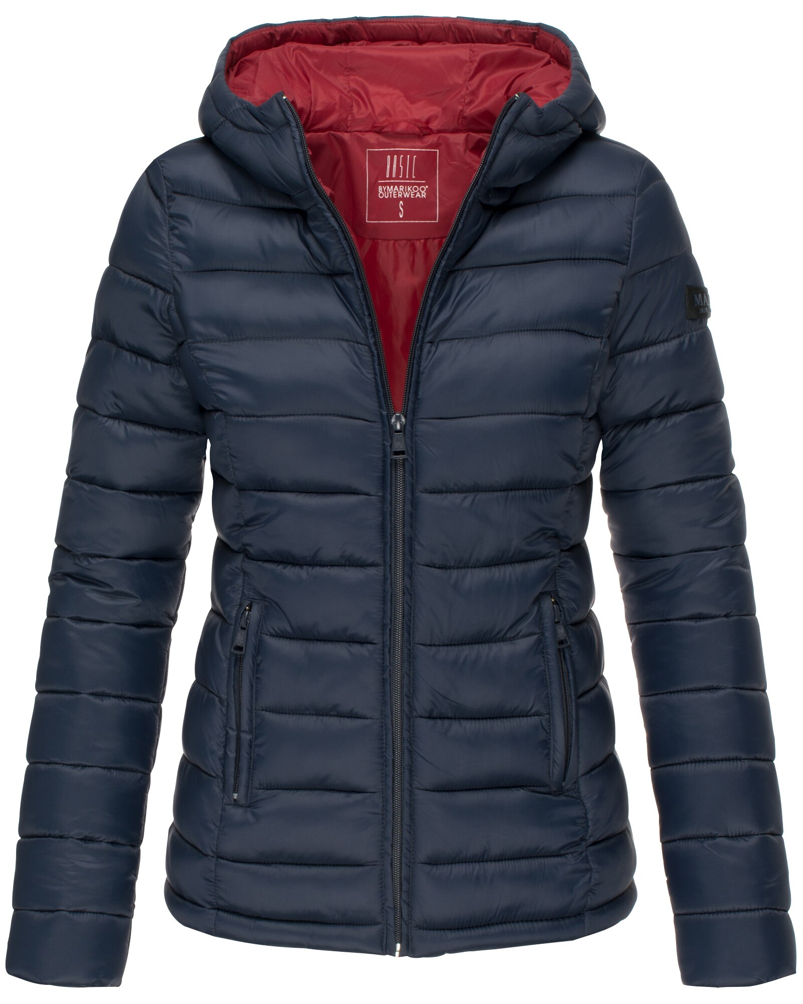 MARIKOO Damen modische Steppjacke Übergangsjacke mit großer Kapuze Lucy