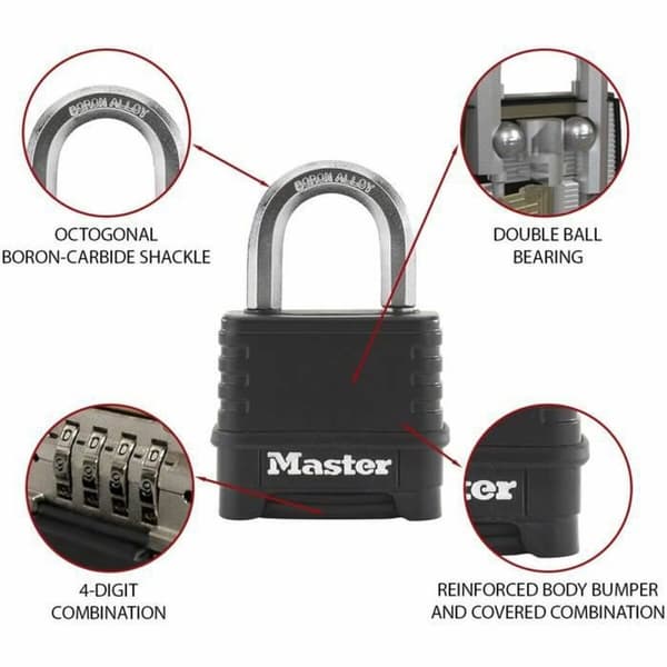 Kombinasjonshengelås Master Lock M178EURD Stål Sink Svart