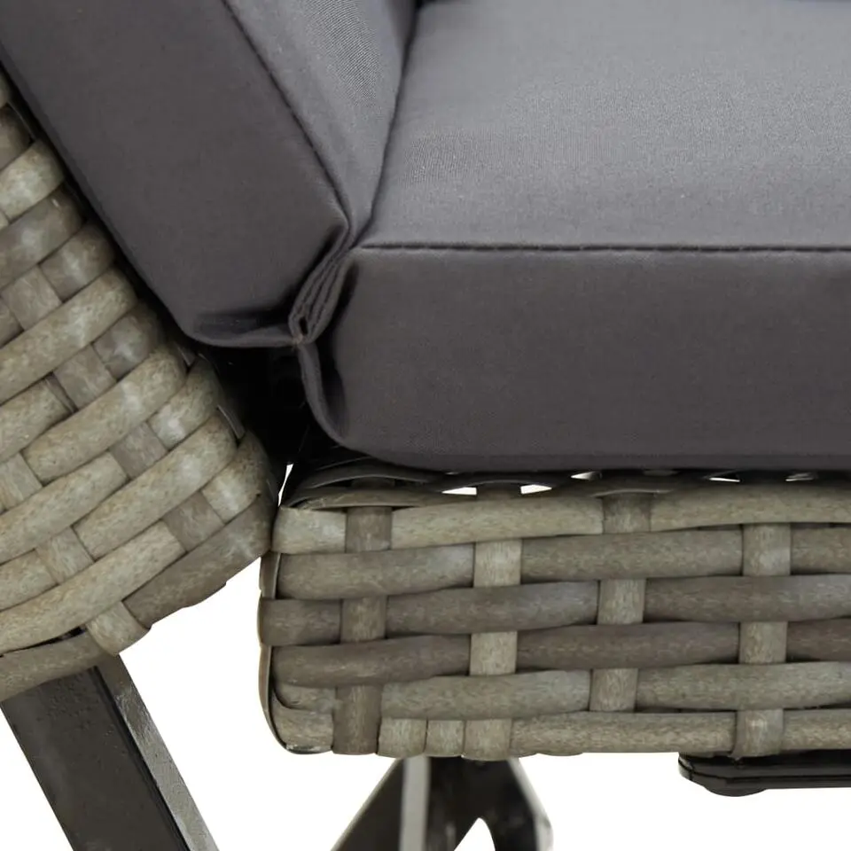 vidaXL - Tuinbank 2-in-1 - Grijs - Poly rattan -176 cm - Met kussens