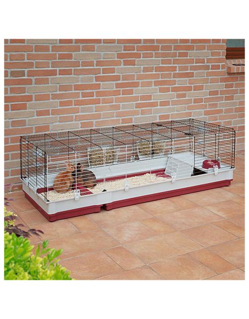 Ferplast Konijnenkooi Krolik 160 - Dierenverblijf - 162x60x50 cm Grijs Rood