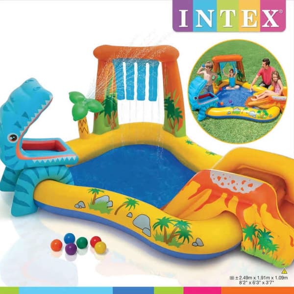 INTEX Oppblåsbart basseng Dinosaur Play Center 249x191x109 cm 57444NP