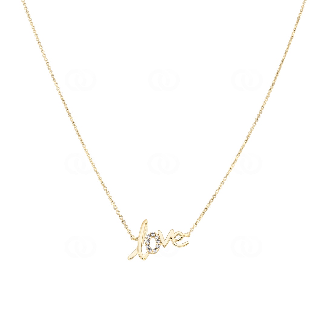 Collier 750/18 K Gelbgold Love mit Diamanten 0.03 ct H/si
