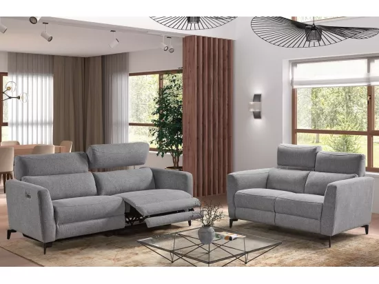 Canapé de relaxation électrique en tissu Bakay-Couleur Gris clair-Système Fixe - sans relax-2 places